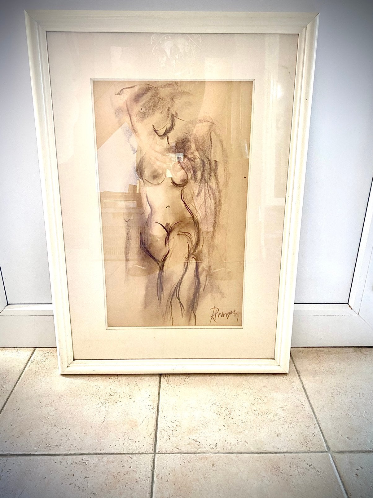 Nu féminin encadré, Enlèvement, Encadré, Dessin