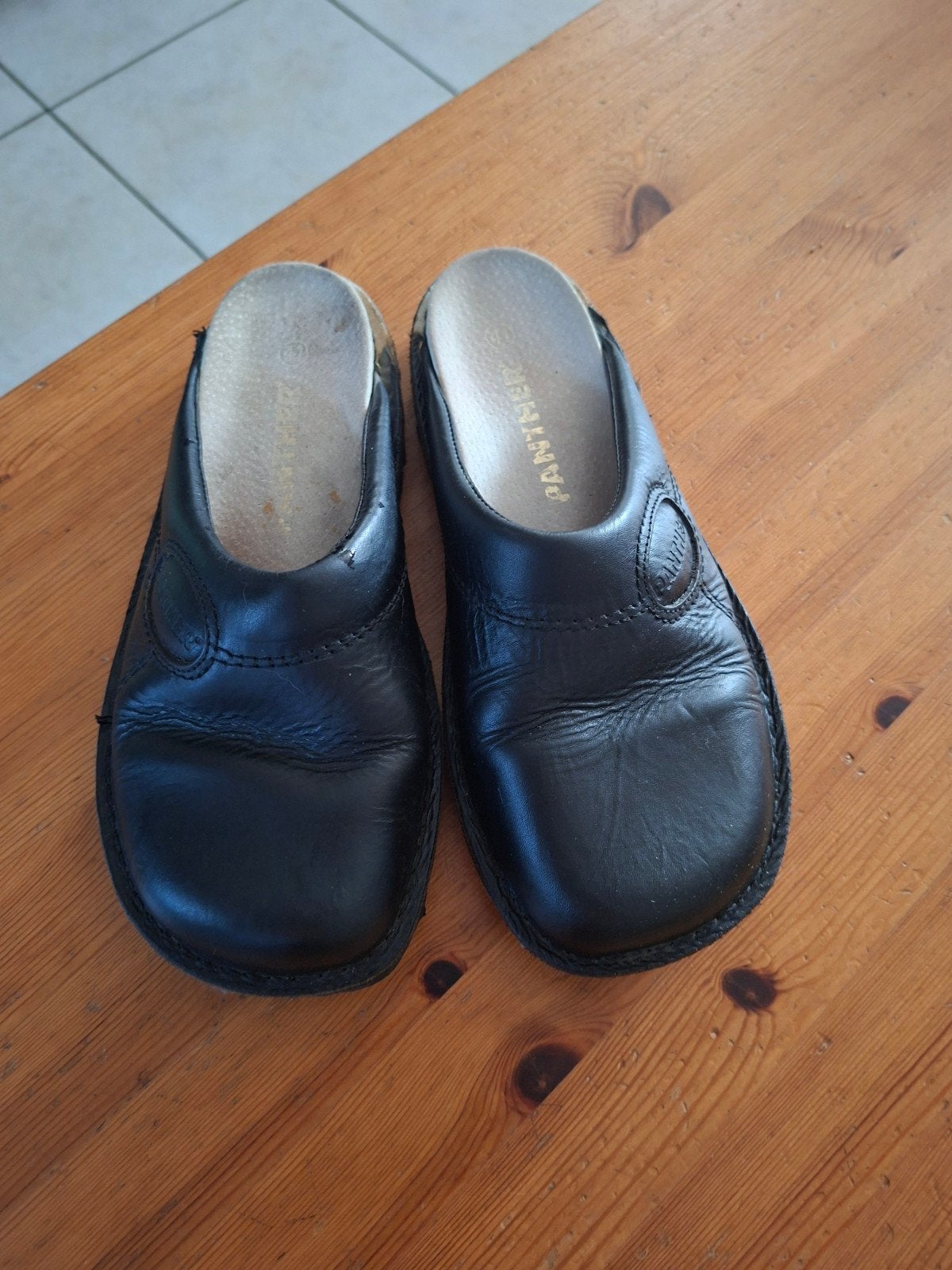 Mules homme cuir, Panther, Enlèvement, Porté, Noir