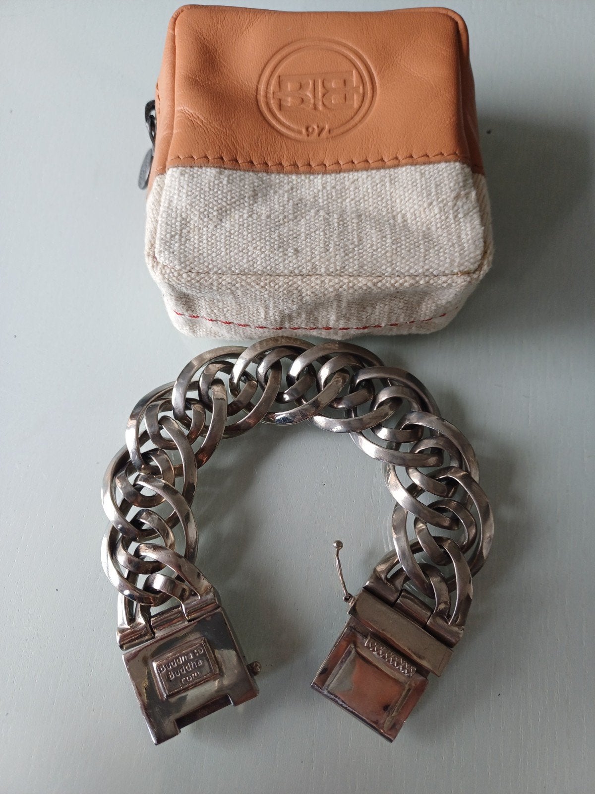 Bracelet argent massif buddha to buddha Nathalie, Enlèvement ou Envoi, Utilisé, Argent, Argent