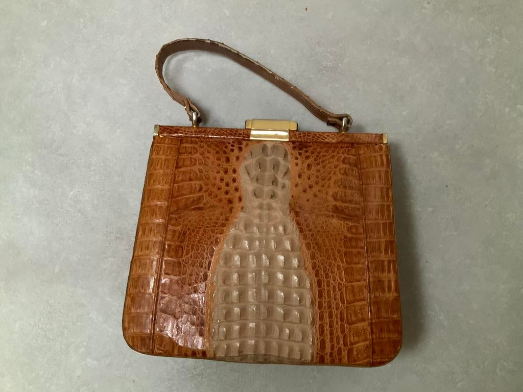 Croco met  slangenleer handtas, Ophalen, Zo goed als nieuw, Handtas