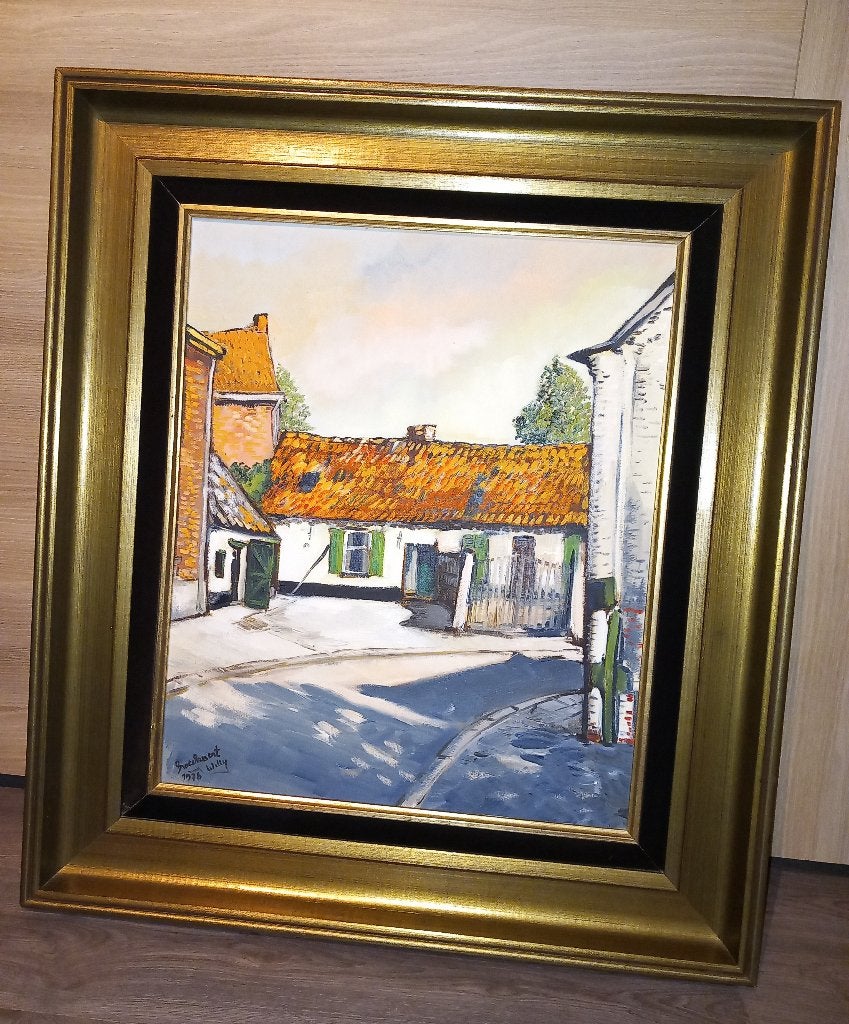 Schilderij Willy Broeckaert "boerderij", Ophalen, Gedateerd, Stads- / dorpsgezicht
