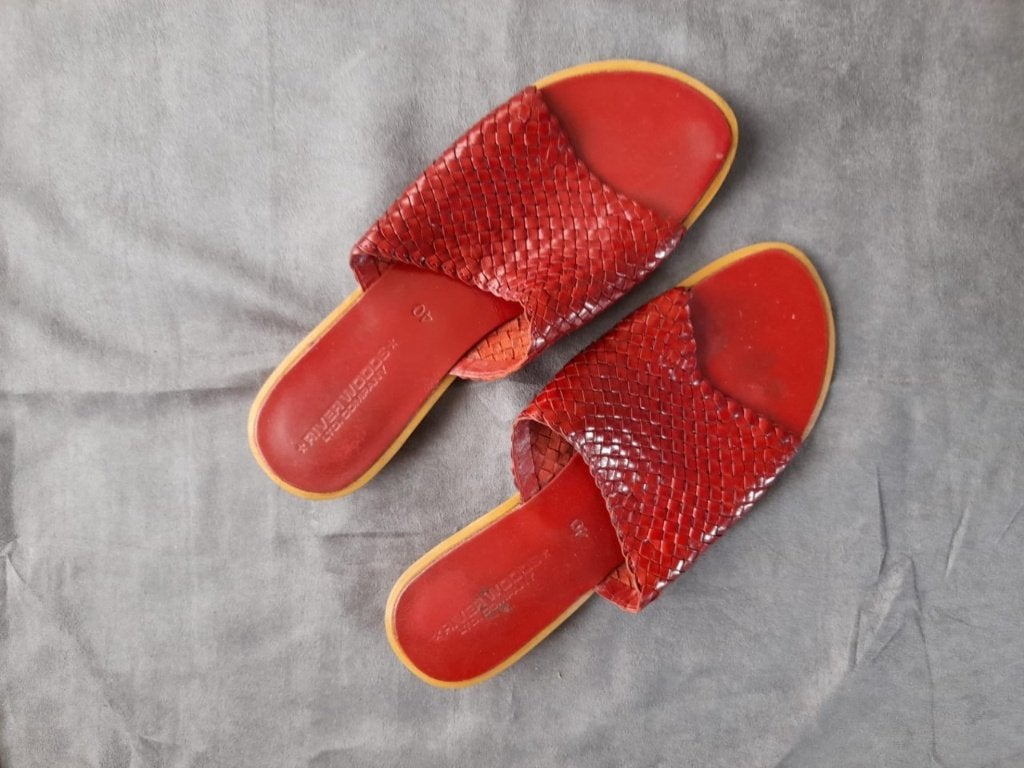 Rode muiltjes,bovenkant:geweven leder,River Woods,maat:40., River Woods, Gedragen, Rood, Sandalen of Muiltjes