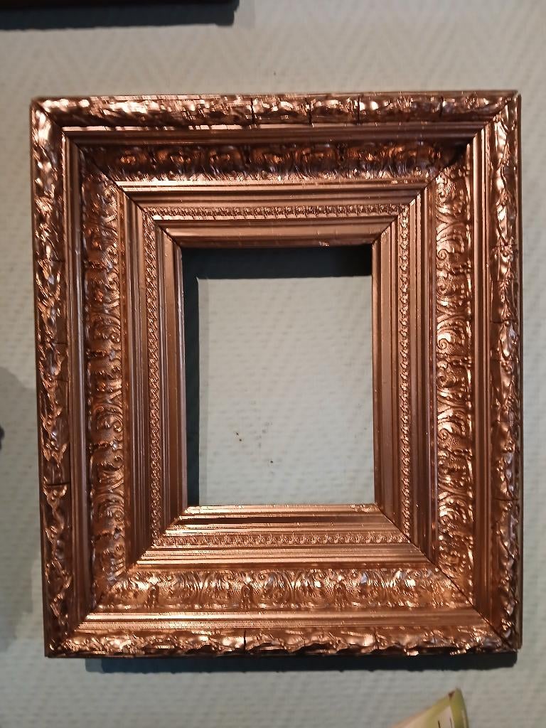 19e eeuws frame van hout en verguld stucwerk., Ophalen of Verzenden