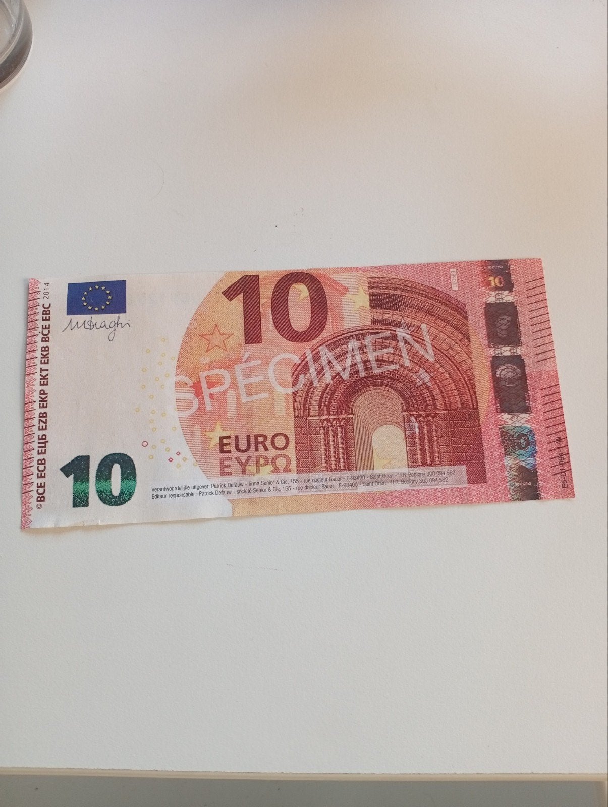 10 euro specimen zeldzaam in, Timbres & Monnaies, Billets de banque | Europe | Billets non-euro, Enlèvement ou Envoi, Belgique