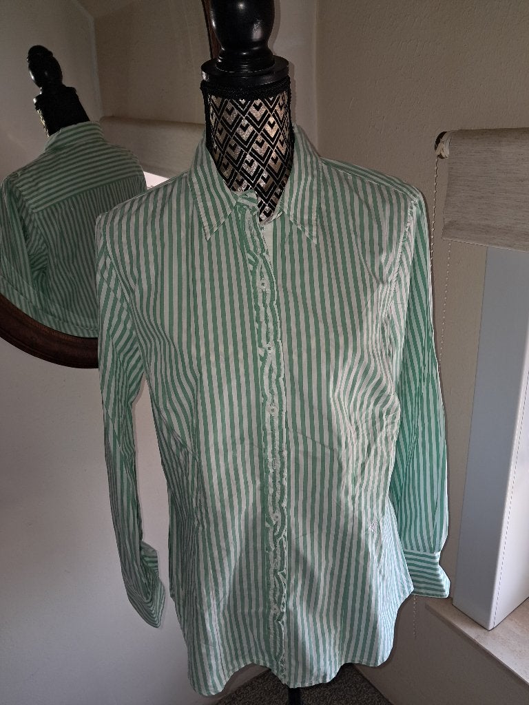 Mooi gestreept bloesje Brax, Ophalen, Maat 42/44 (L), Groen