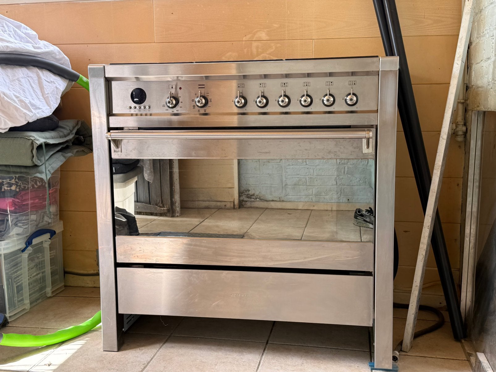 Smegg gasvuur zes bekkens, Ophalen, Gebruikt, Fornuis, Frituur en Grillen