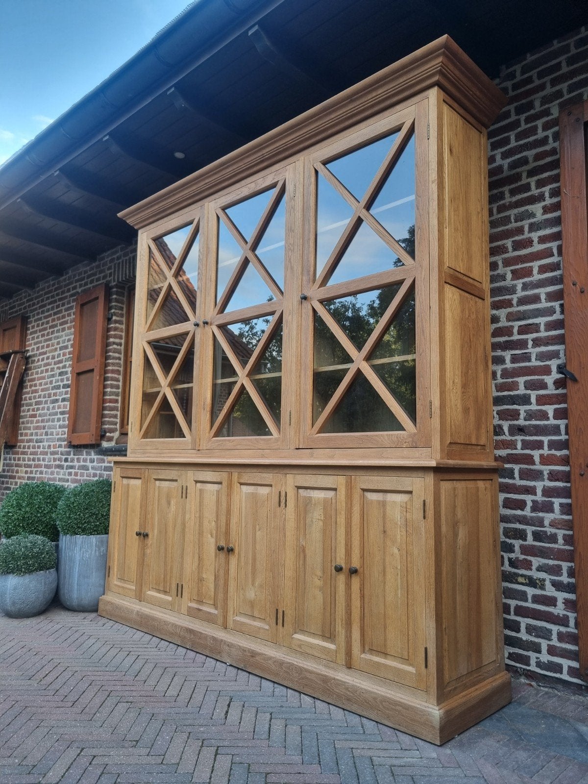 Buffet/vitrine en chêne artistique :, Maison & Meubles, 25 à 50 cm, ., Comme neuf, Landelijk