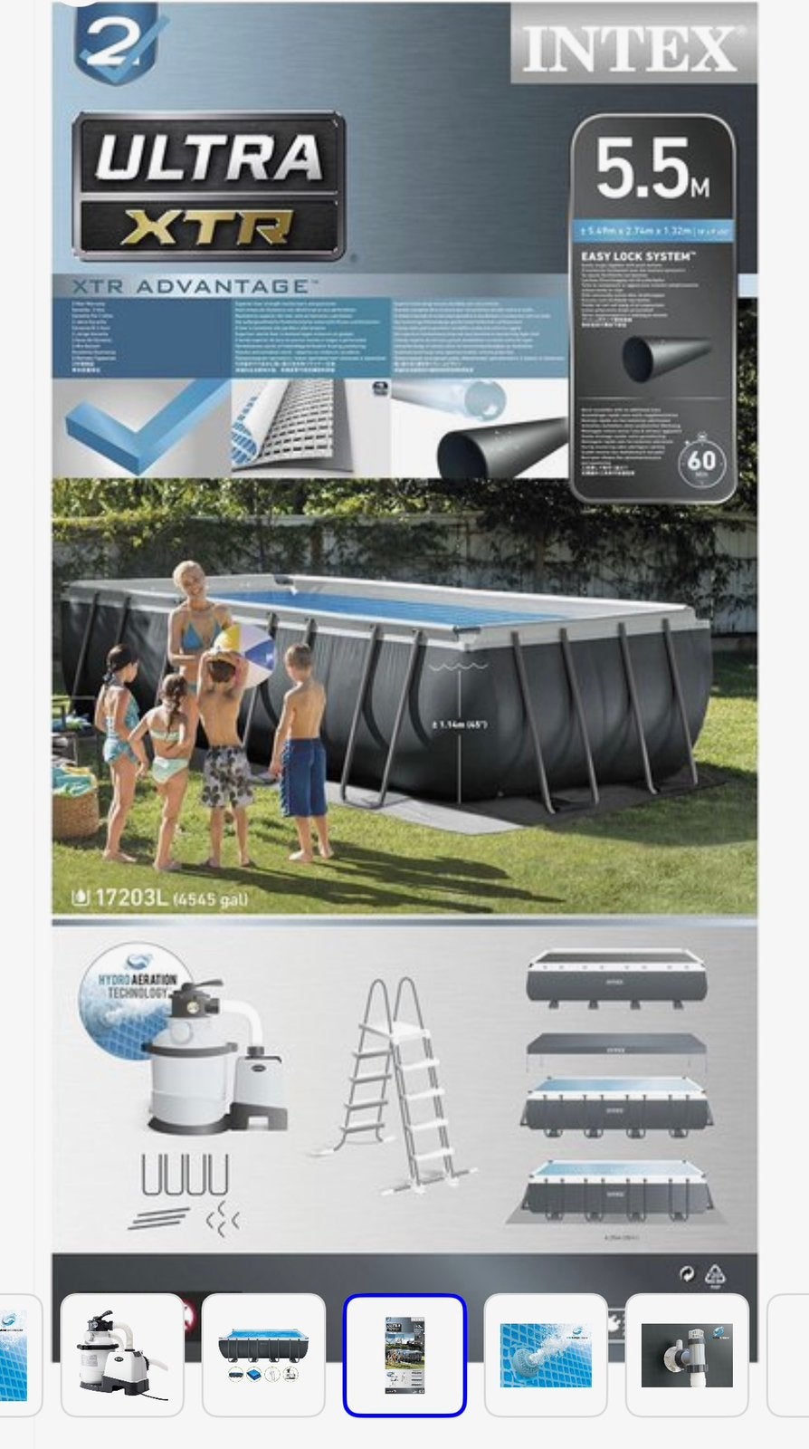 Intex Ultra XTR Advantage zwembad met toebehoren, Tuin en Terras, Zwembaden, Gebruikt, 200 tot 300 cm, Rechthoekig, Ophalen