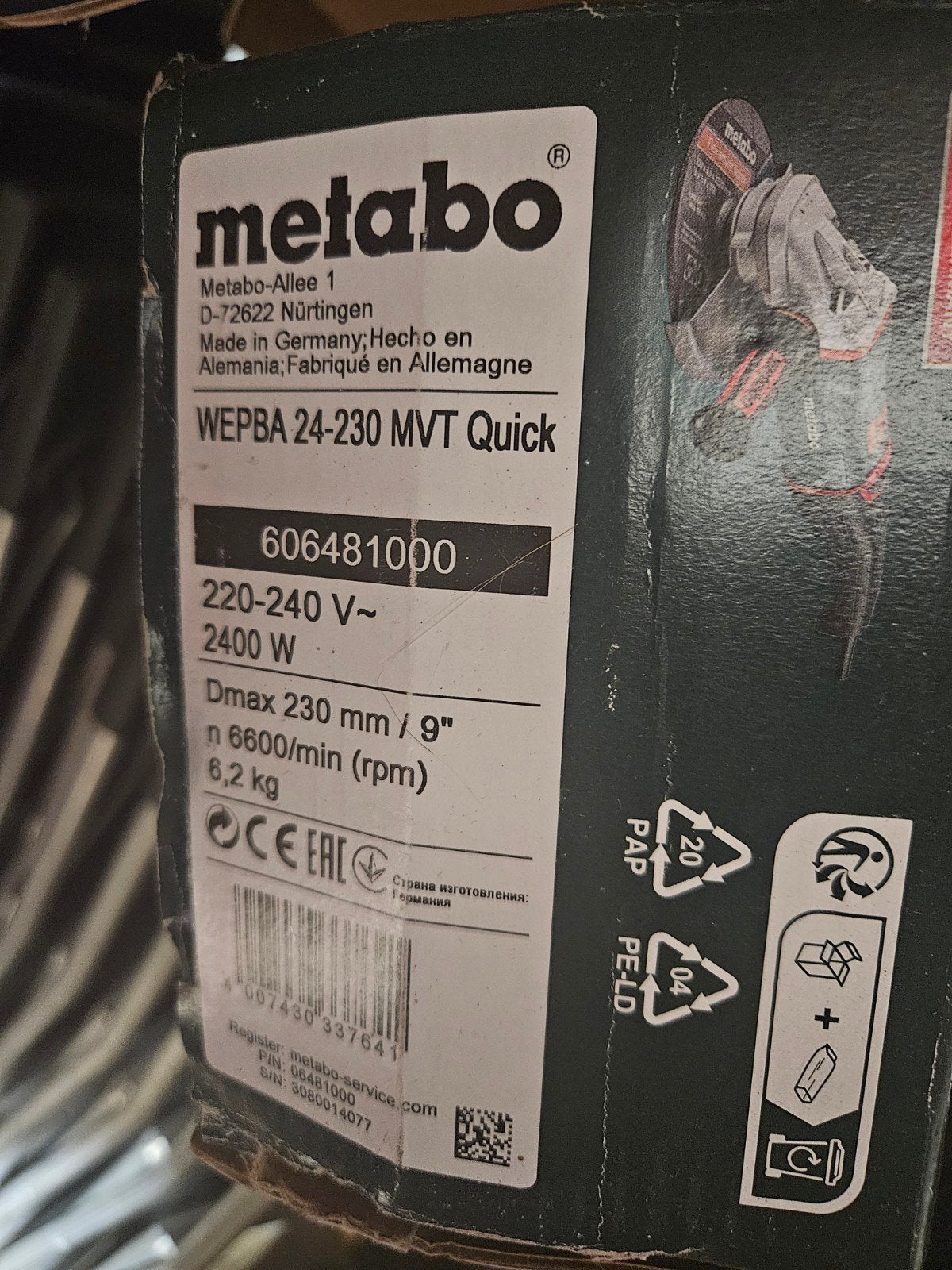 meuleuse Metabo WEPBA 24-230 MVT Quick, Doe-het-zelf en Bouw, Ophalen, Nieuw