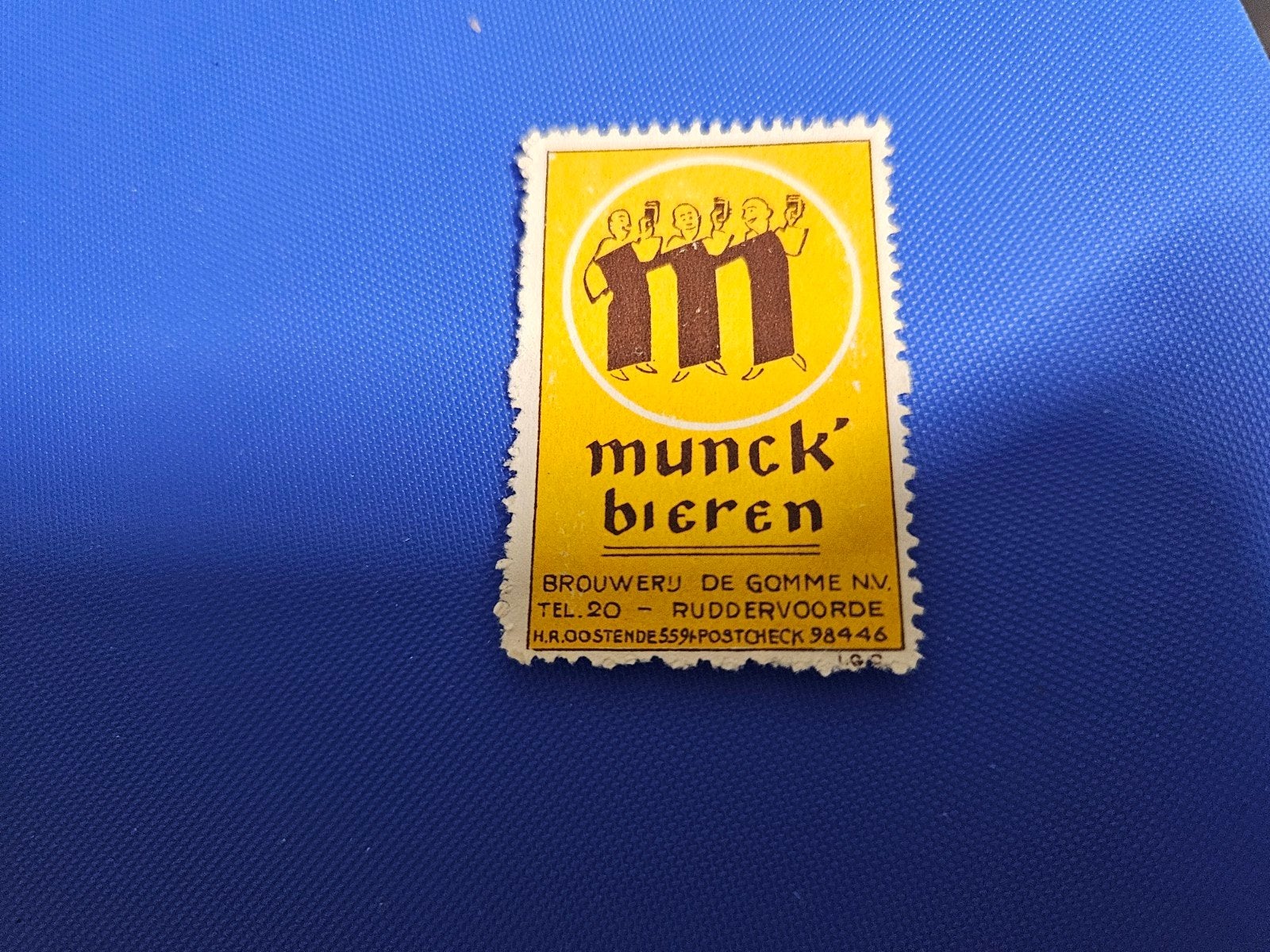 Oude affiche zegel Munck bieren Ruddervoorde, Collections, Marques de bière, Envoi