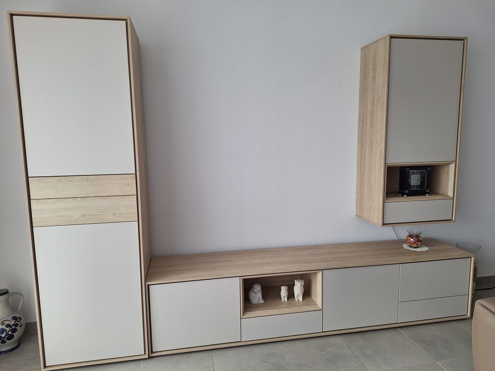Set - Modern televisiemeubel + kasten + dressoir + tafel, Ophalen, Zo goed als nieuw, Overige houtsoorten