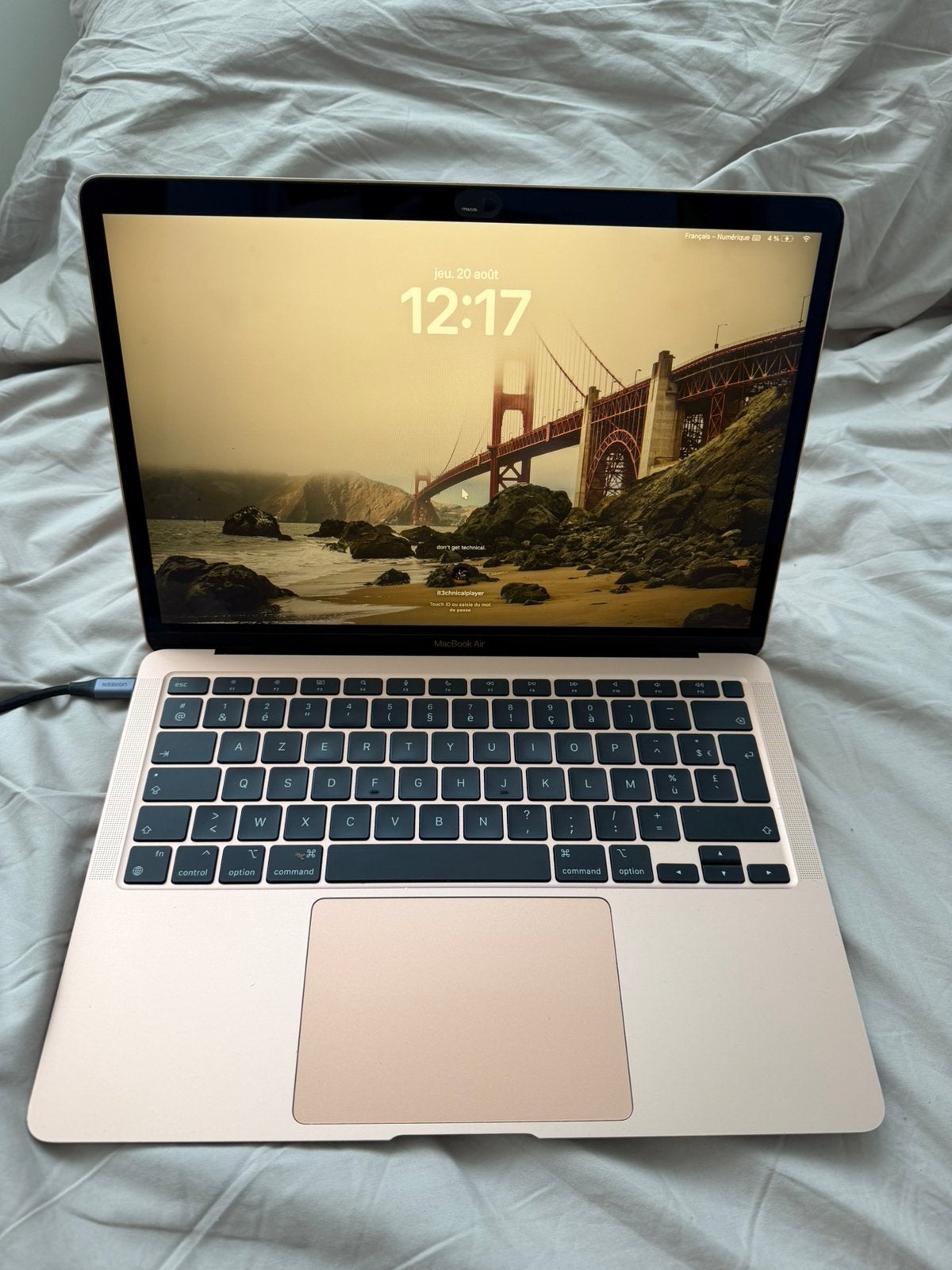 MacBook Air M1 2020 Gold - 256 GB - Uitstekende staat, 256 GB, 8 GB, 13 inch, Ophalen of Verzenden