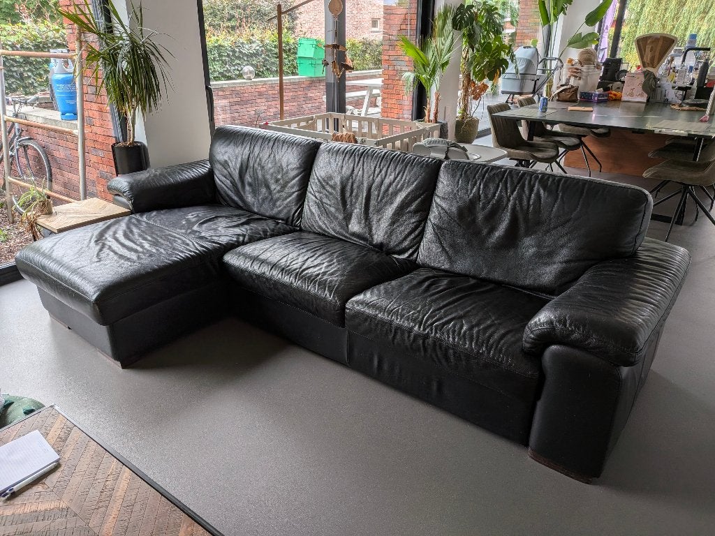 Lederen zetel, Huis en Inrichting, Ophalen, Gebruikt, 150 tot 200 cm, Driepersoons