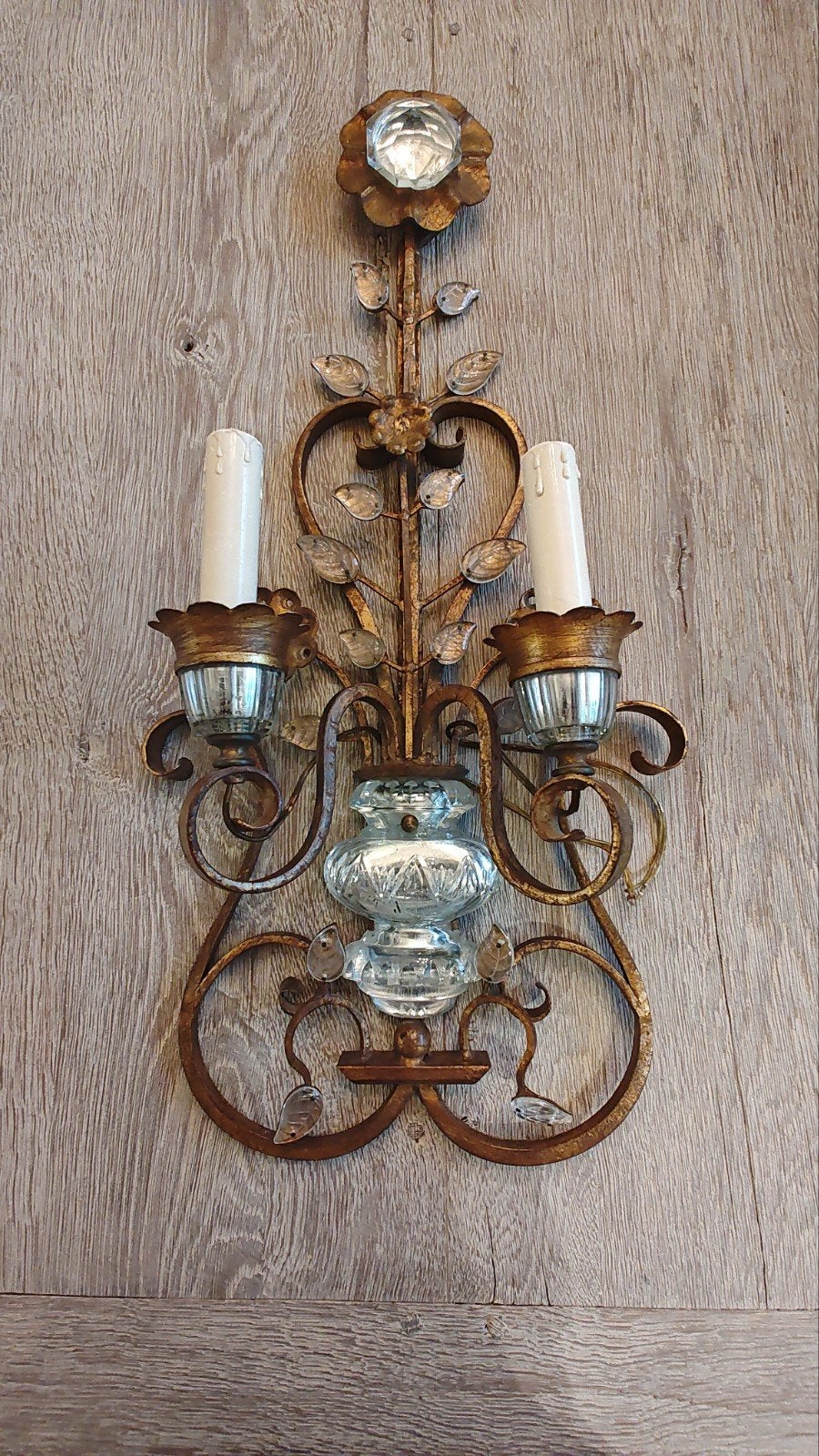 Originele Banci Firenze Hollywood Regency Wandlamp / Sconce, Ophalen, Gebruikt, Metaal, E14 (klein)