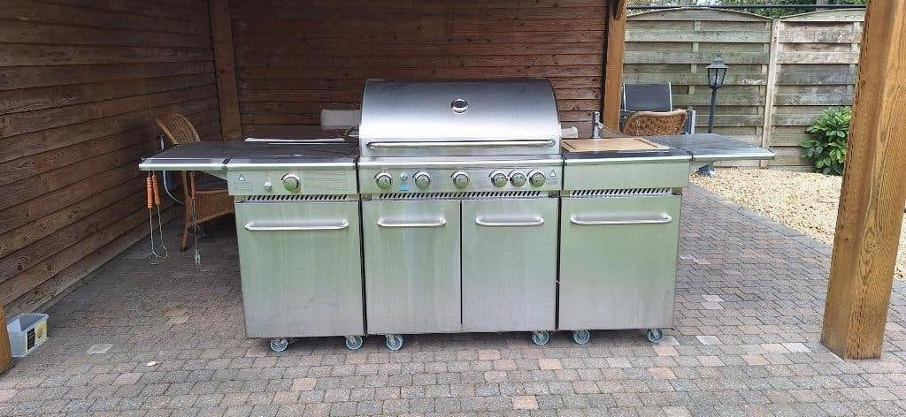 inox buitenkeuken BBQ, Ophalen, Gebruikt, Gas, Vrijstaand
