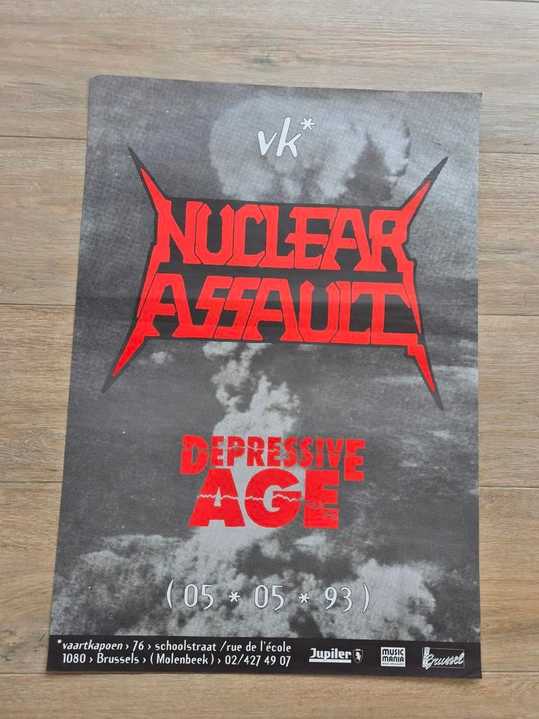 Poster Nuclear Assault Depressive Age Vk 1993, Ophalen of Verzenden, Zo goed als nieuw, Muziek
