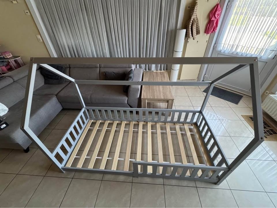 Bedhuisje met omranding + matras, 90 x 200cm, Ophalen, Gebruikt, 90 cm, Eenpersoons