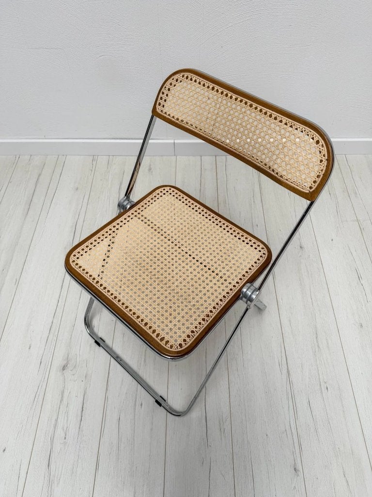 Chaise pliante Plia cannage Giancarlo Piretti Castelli 60s, Maison & Meubles, Enlèvement, Utilisé, Métal, Vintage Mid-Century Design