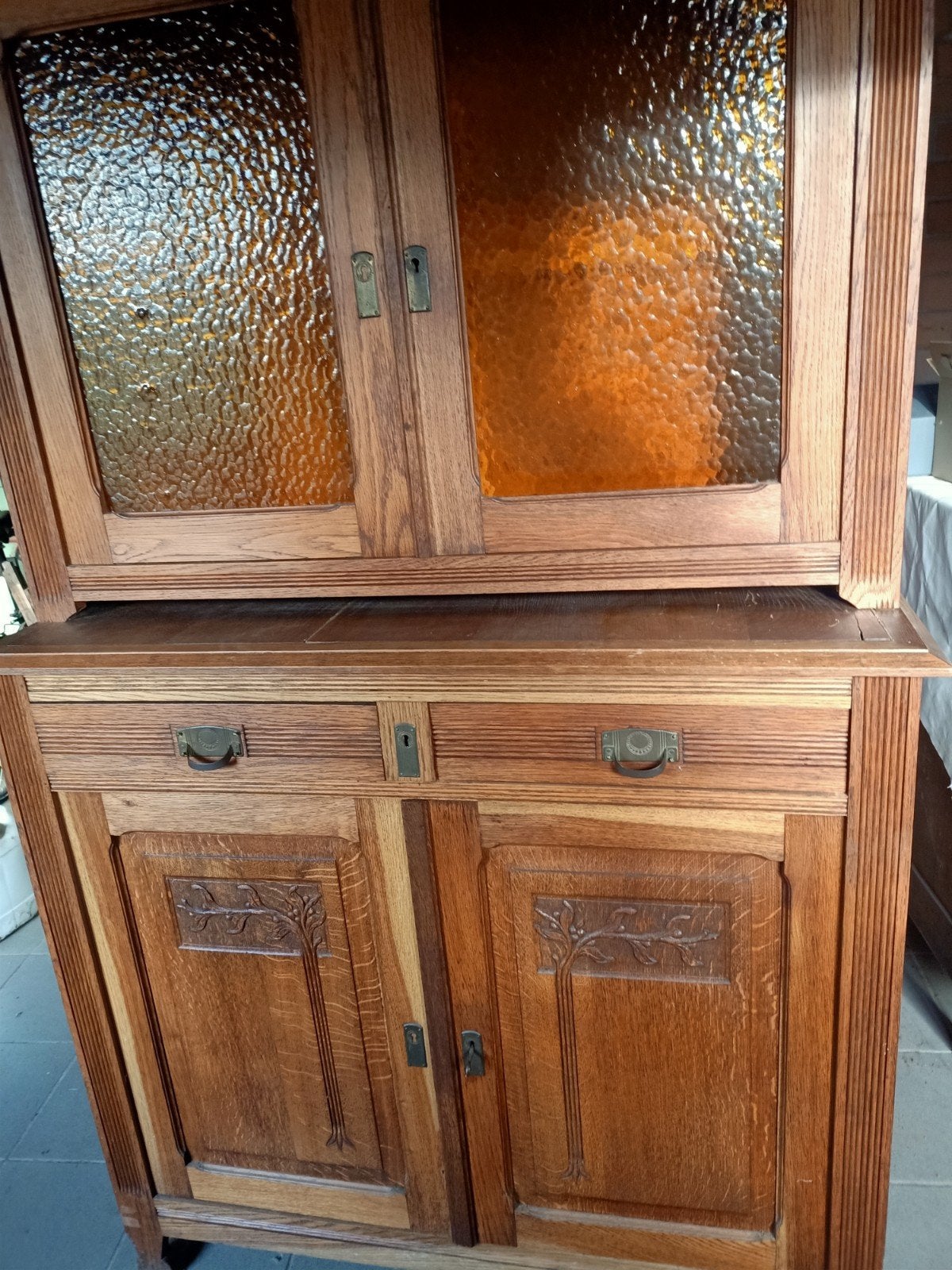 Armoire de cuisine ancienne, Maison & Meubles, Enlèvement, Verre