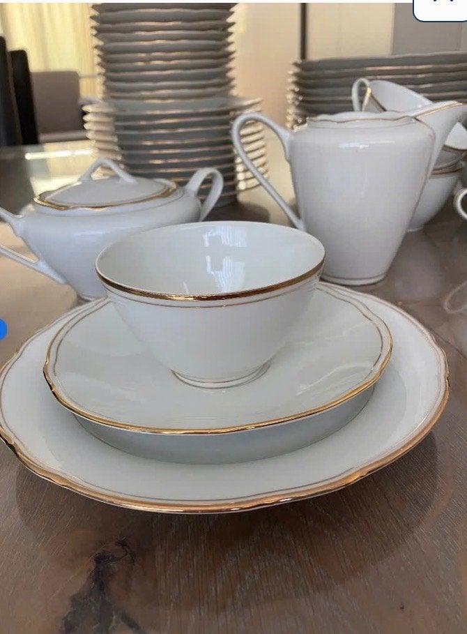Vintage koffieservies porselein mt gouden randjejaren- 60-70, Ophalen