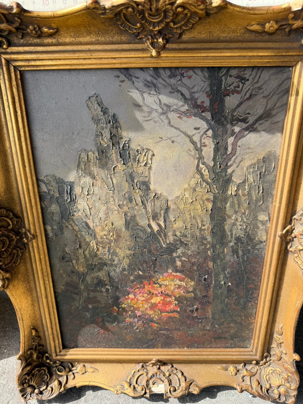 Huile sur toile – Rocher du Roi Albert à Marche-les-Dames, Antiquités & Art, Enlèvement, Paysage, Toile
