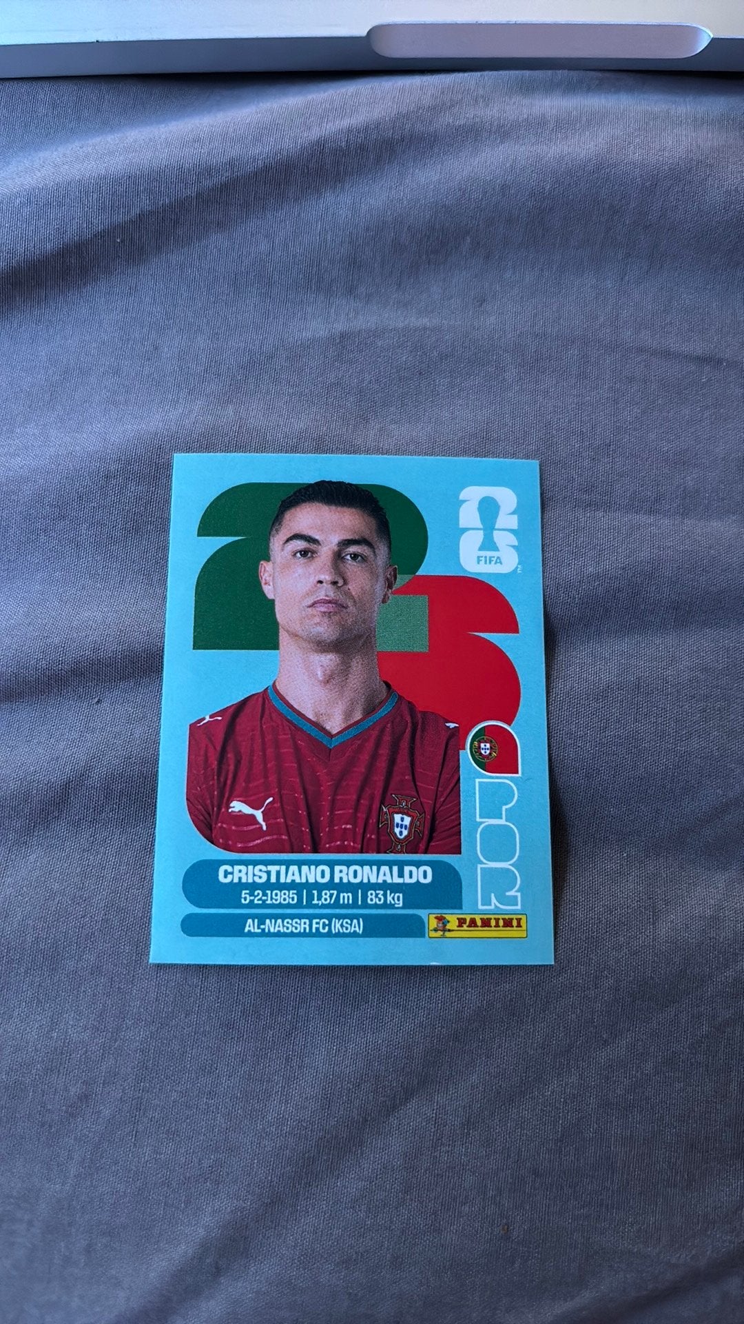 Cristiano Ronaldo panini card, Collections, Articles de Sport & Football, Enlèvement, Comme neuf