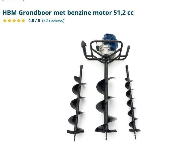 HBM grondboor op benzine, Tuin en Terras, Ophalen, Gebruikt, Grondboor, Hbm
