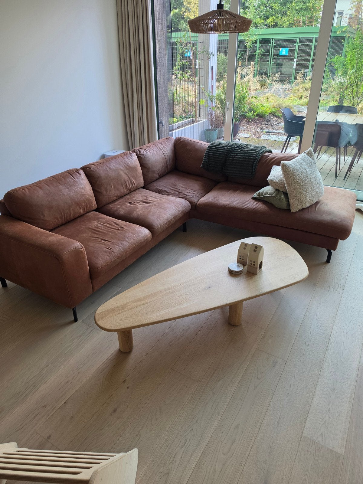 zetel te koop wegens verhuis. Cognac microleder., Huis en Inrichting, Zetels | Complete zithoeken, Ophalen