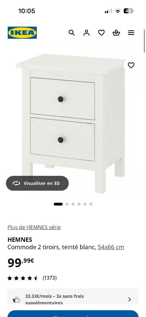 2 tables de nuit HEMNES + 2 lampes de chevet, Enlèvement, Comme neuf
