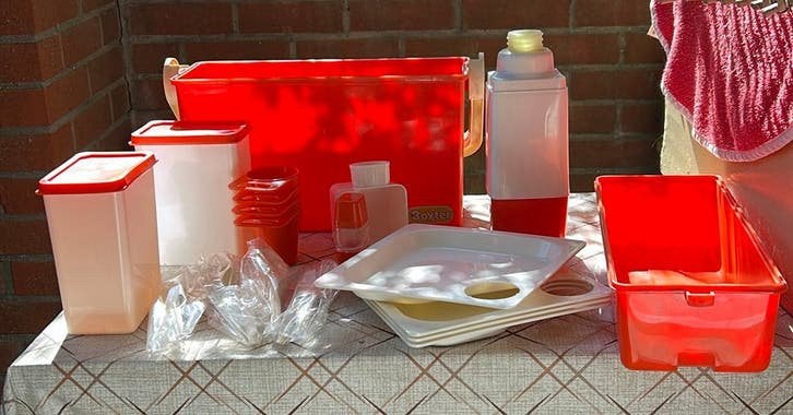 Vintage Boxter picknick kast - jaren 70 - Oranje, Ophalen, Huis en Inrichting
