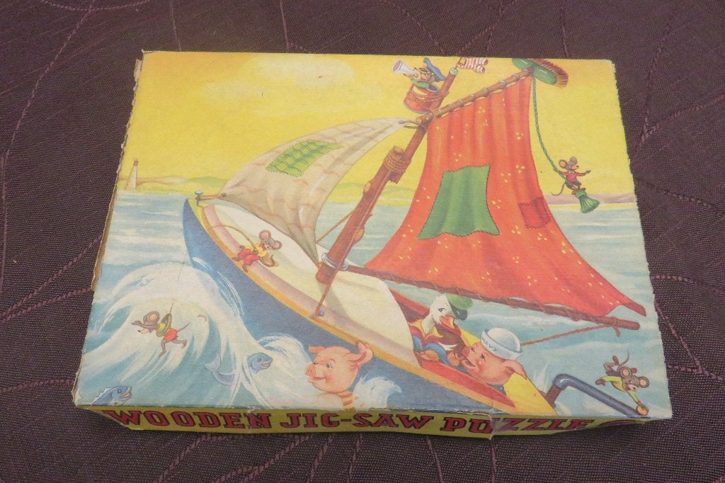 Vintage houten puzzel - Wooden Jig-Saw Puzzle, Ophalen