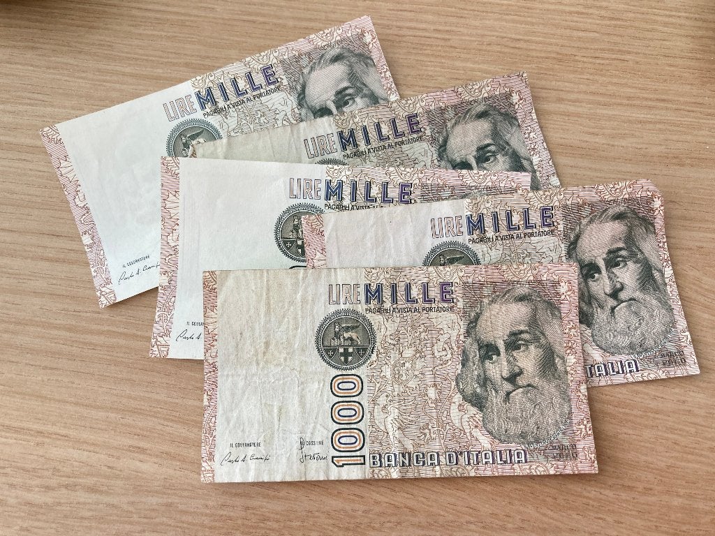 5 vintage Italiaanse bankbiljetten - 1000 Lire Marco Polo, Postzegels en Munten, Ophalen of Verzenden, Italië, Setje
