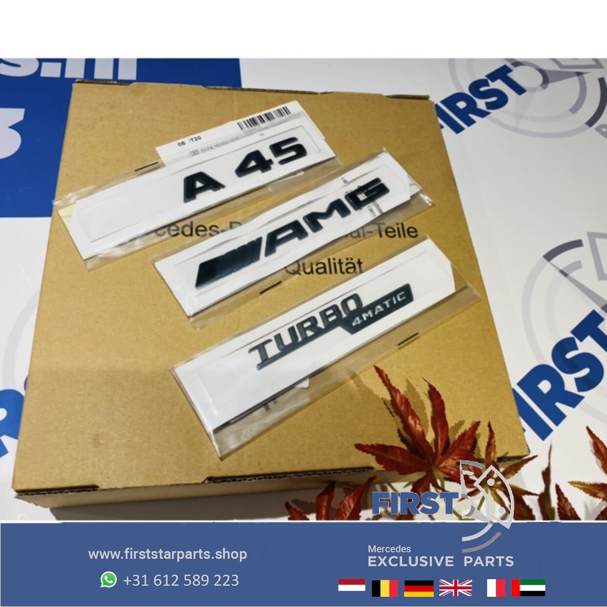 W176 W177 A45 AMG LOGO SET ZWART EMBLEMEN SET Mercedes A KLA, Utilisé, -, -, Enlèvement ou Envoi