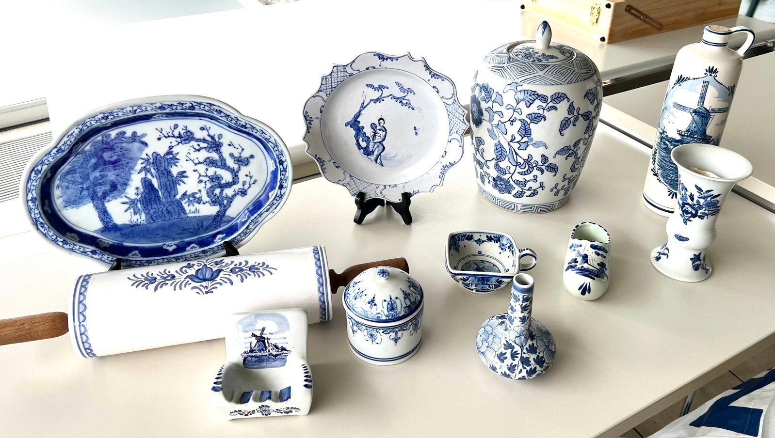 Partij Delfts blauw / blauw-wit porselein decoratie"., Enlèvement