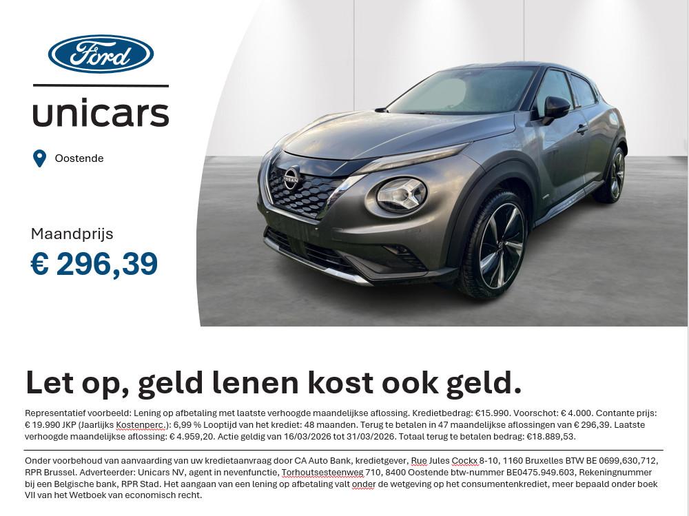 Nissan Juke 1.6 Hybrid 145 N-Design, https://public.car-pass.be/vhr/efbc30e4-a179-417a-a42e-ab7dd99a30b9, Stof, Gebruikt, 750 kg