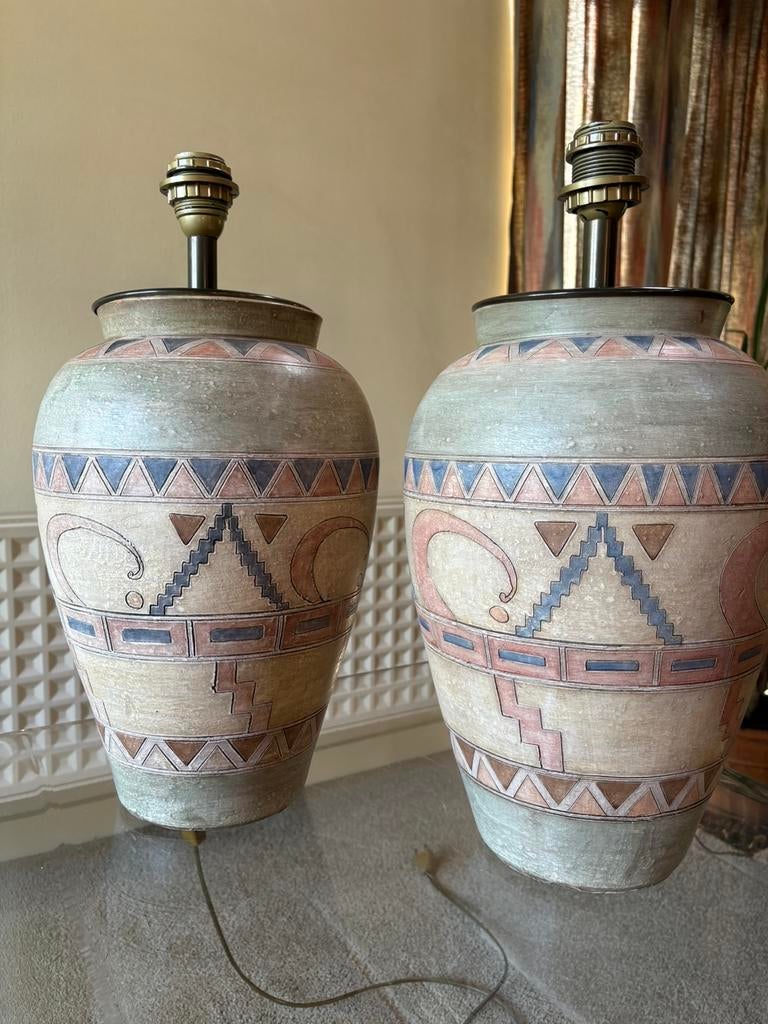 Mid-Century Vintage Terracotta lampadaires tafellampen, Huis en Inrichting, Ophalen, Gebruikt