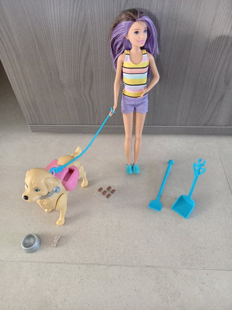 Barbie Skipper pop met interactieve hond en accessoires, Kinderen en Baby's, Speelgoed | Poppen, Ophalen of Verzenden, Zo goed als nieuw