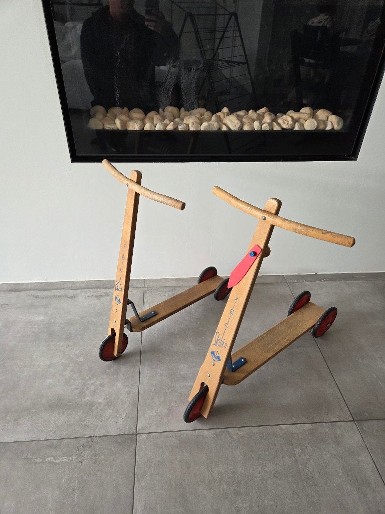 Set van 2 Vintage houten VERO kindersteppen- Stepke & Baby, Ophalen of Verzenden