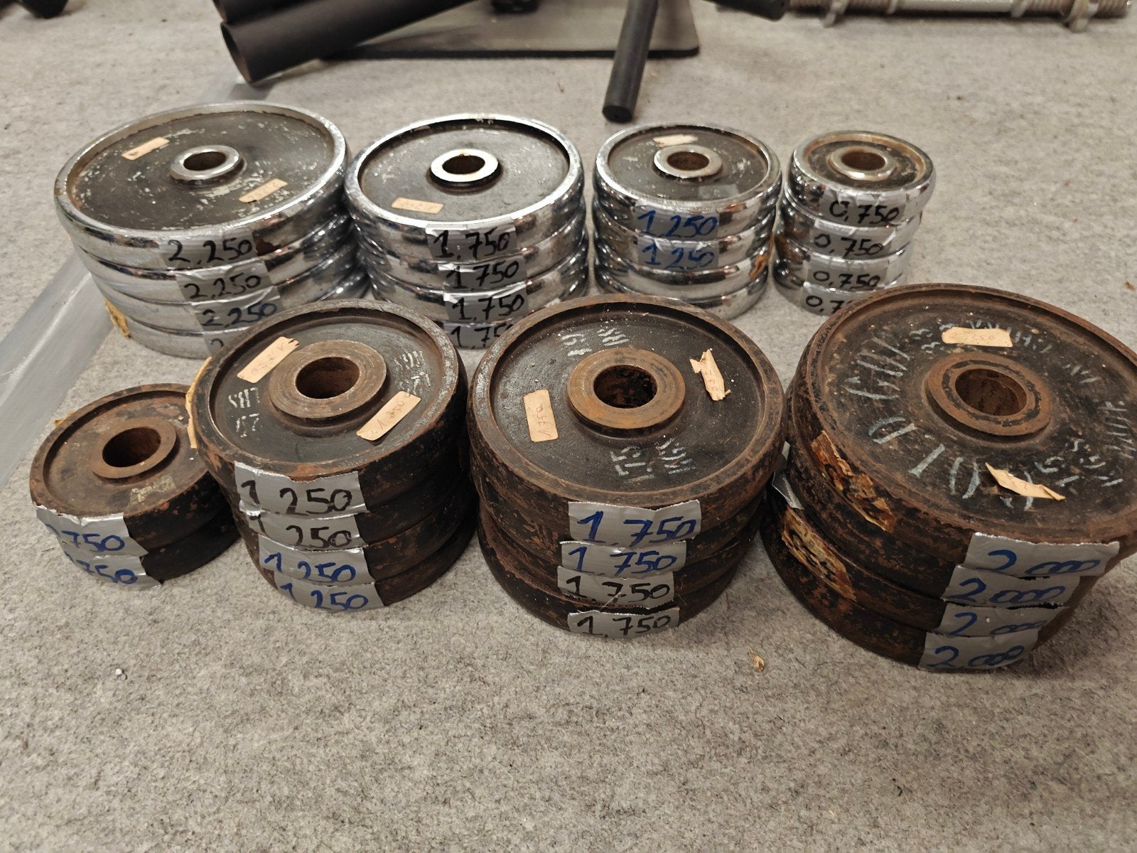 Gewichten - schijven - kleine diameter, Ophalen, Gebruikt, Halterset