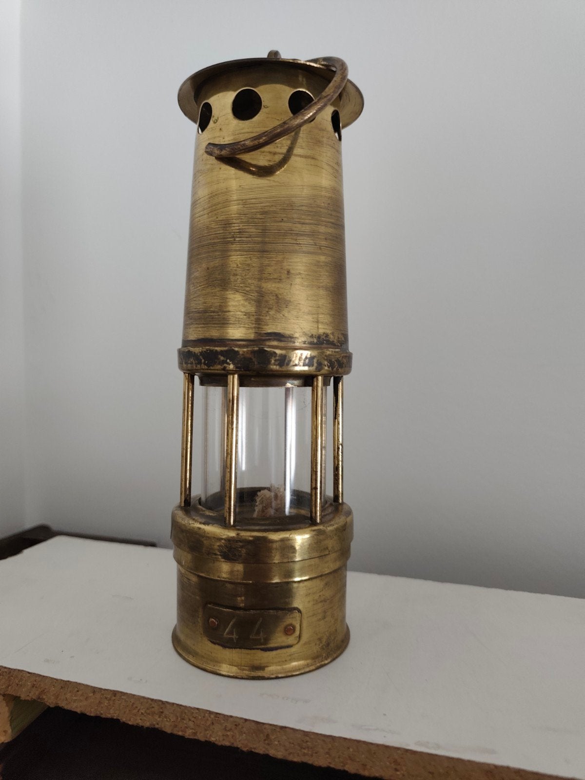 Lampe de mineur en laiton antique., Enlèvement, Cuivre