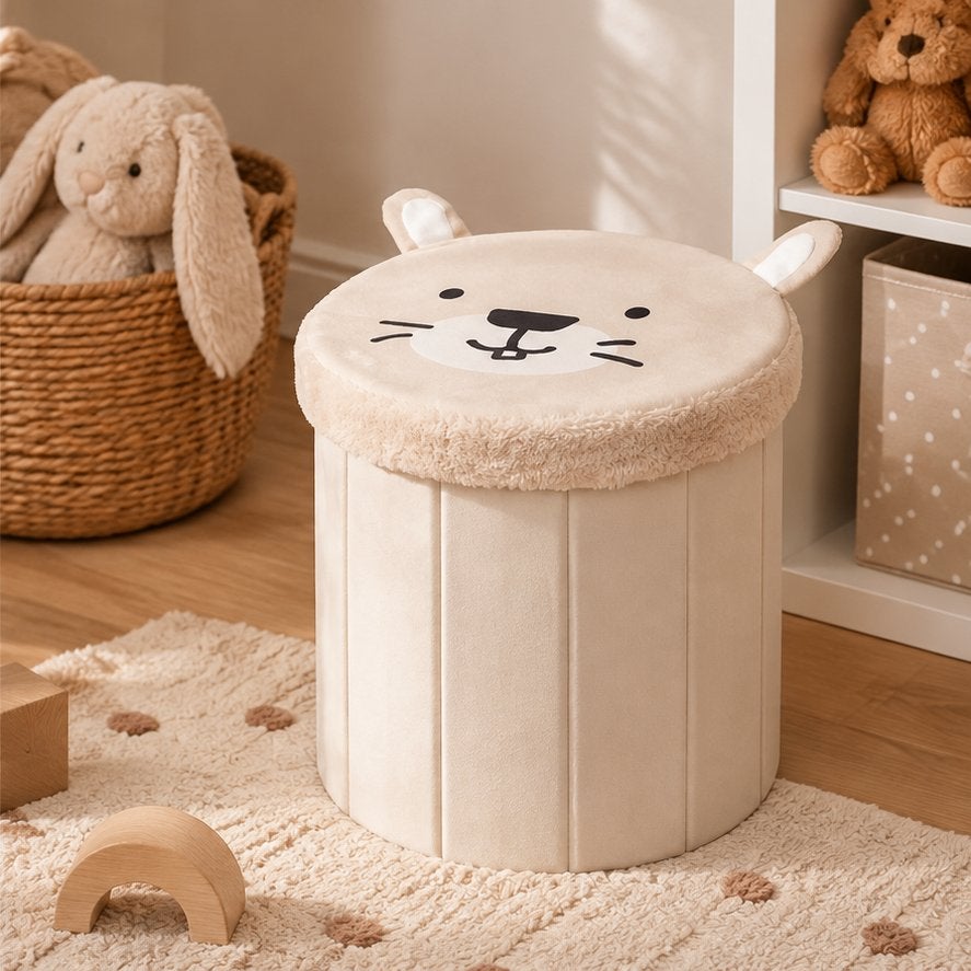 Joli pouf de rangement crème | Imprimé animalier, Envoi, Neuf
