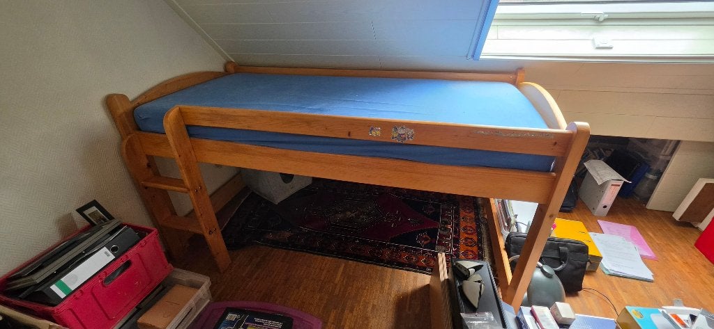 Houten bed 200x90x100, Ophalen, Gebruikt, 90 cm, Eenpersoons