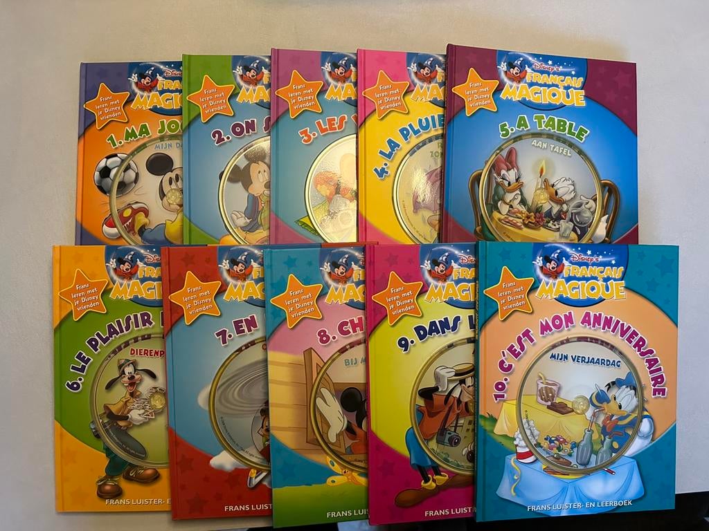 Luister- en leesboeken met CD Frans leren Disney (10 stuks), Ophalen, Zo goed als nieuw