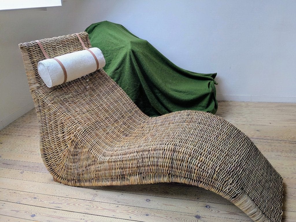 Ligzetel rotan (vintage Ikea Karlskrona), Huis en Inrichting, Ophalen, Gebruikt, Eenpersoons, 125 tot 150 cm