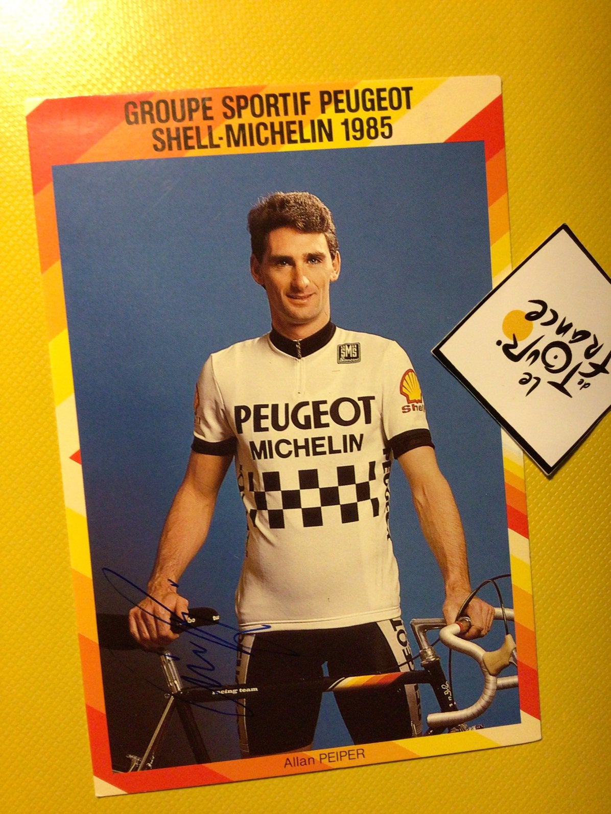 wielerkaart 1985 team peugeot alain peiper  signe, Envoi, Comme neuf