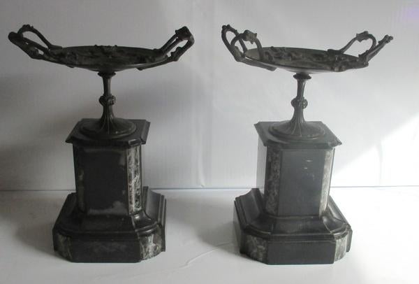 antieke brons gepatineerde tazzas op marmer, Antiek en Kunst, Verzenden, Brons