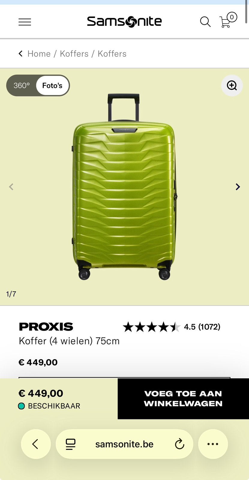 Étui Samsonite Proxis. Comme neuf., 70 cm ou plus, Plastique dur, Comme neuf, Enlèvement