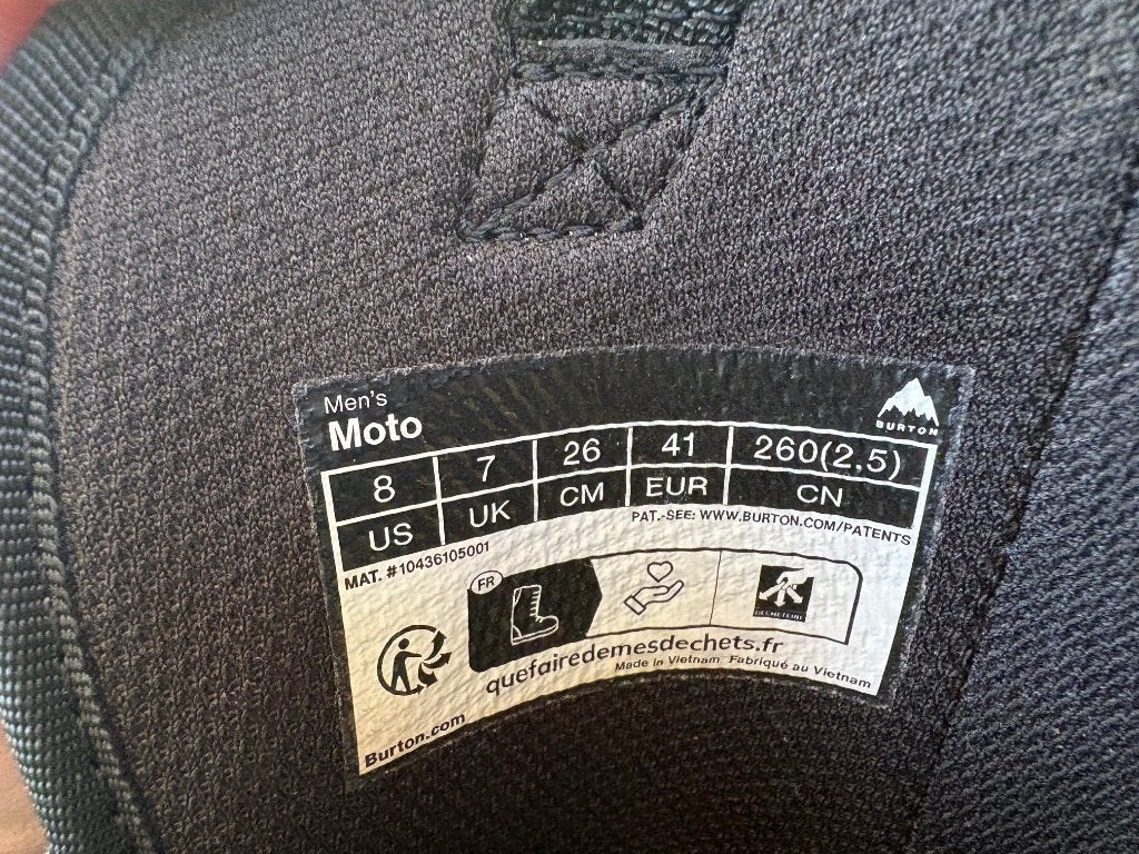 Burton Moto Snowboard schoenen Maat 41 (US 8), Sports & Fitness, Enlèvement, Comme neuf, Chaussures