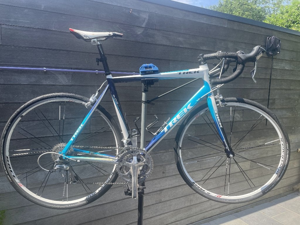 KOERSFIETS : Trek Alu Ultegra - Blauw wit - maat 58, 28 inch, Gebruikt, Aluminium, 57 tot 61 cm