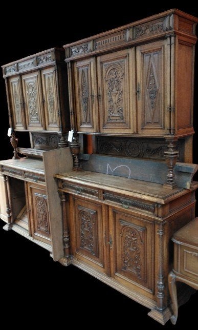 2 identieke eiken Henri deux buffet kasten, Antiek en Kunst, Ophalen